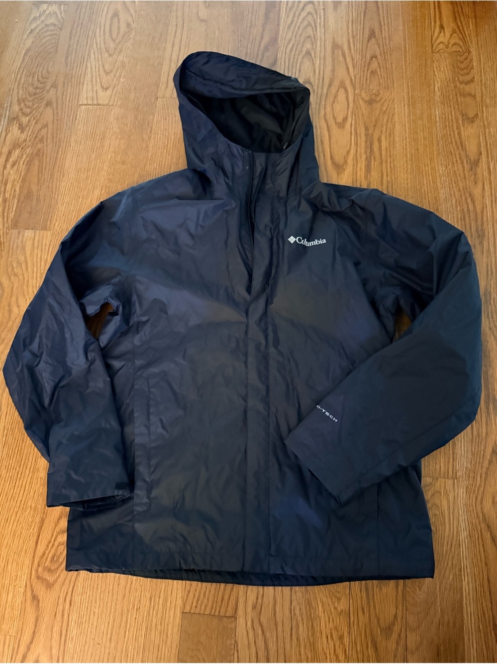 Columbia black hooded Rain Jacket